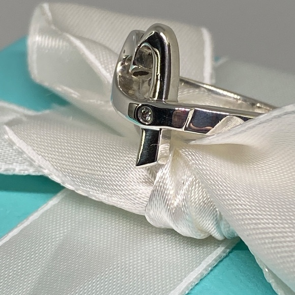 Tiffany & Co Sterling Silver Paloma Picasso Diamond Loving Heart Ring 5.5 - Picture 2 of 6